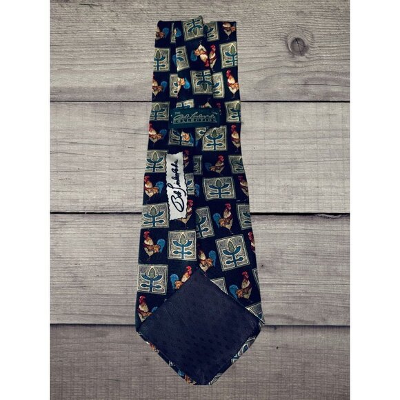 Bob Timberlake Mens Silk Necktie Accessory Navy Blue Office Work Casual Dad Gift - Picture 2 of 8